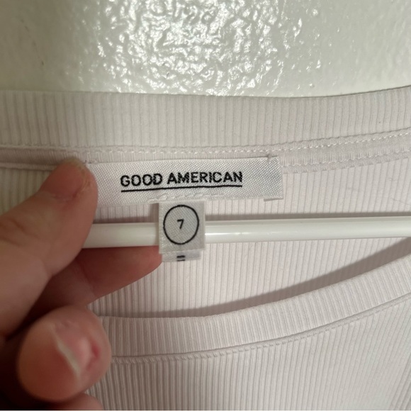 Good American Long Sleeve Cropped Crewneck Top White - Picture 14 of 15